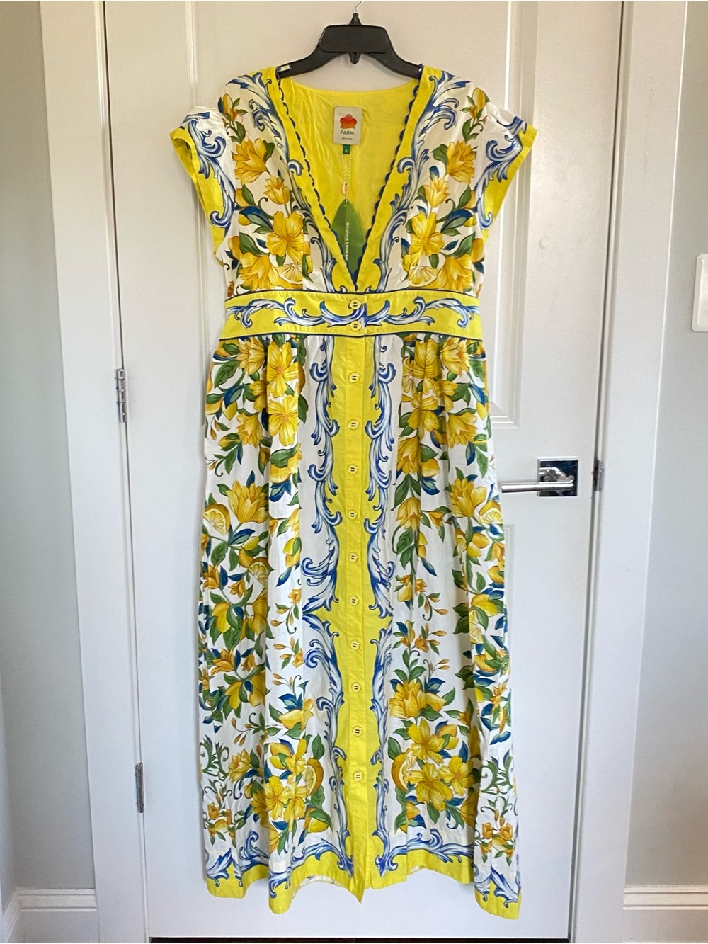 FARM RIO Off-White Sicily Scarf Organic Cotton Maxi Dress XL NWT - Picture 3 of 6